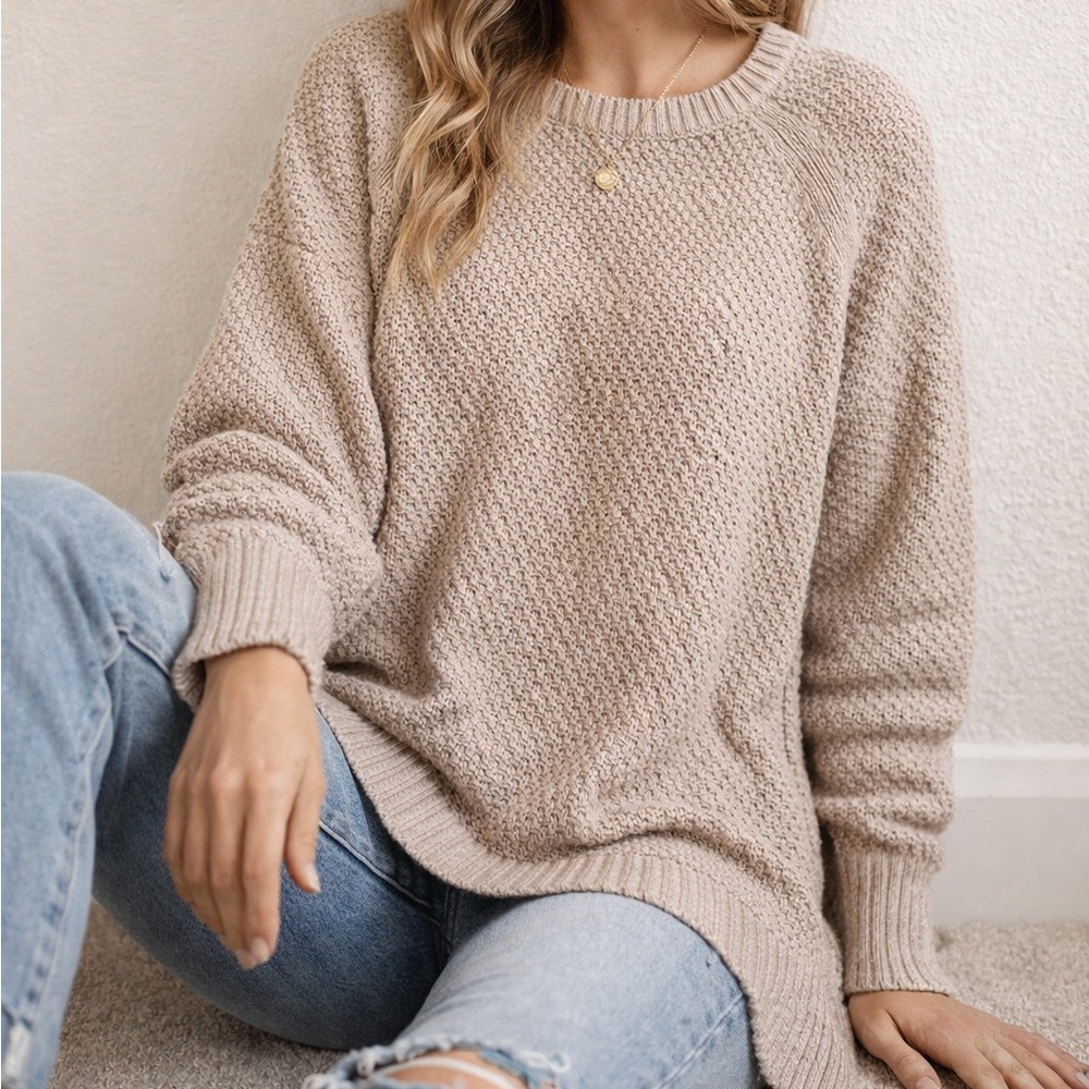 Old Navy Women’s XL Beige Chunky Knit Sweater Cozy Crewneck Pullover